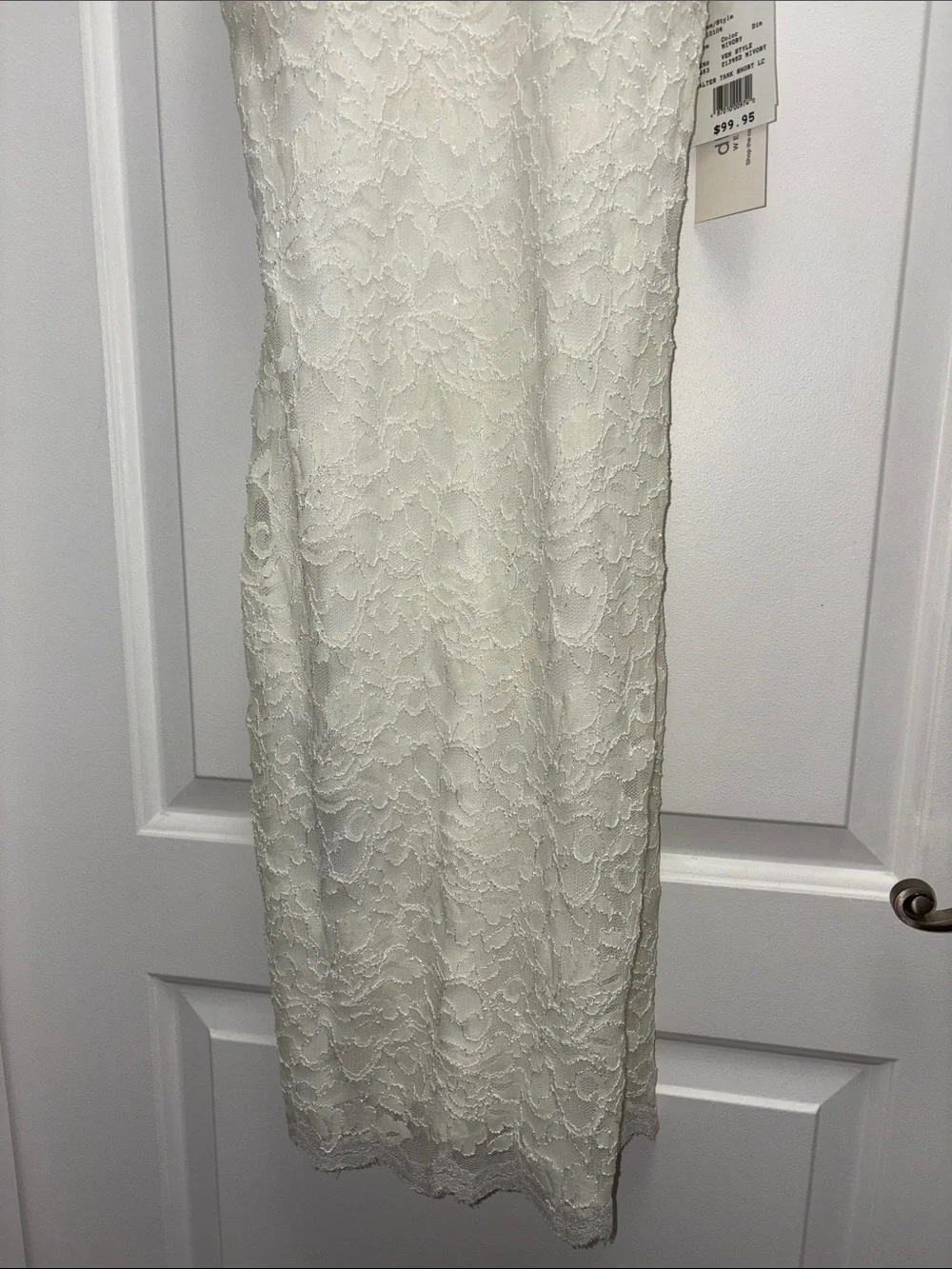NWT David’s Bridal DB Studio Ivory Lace Beaded Halter Sheath Dress Size 2